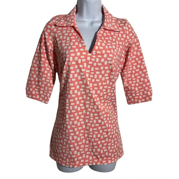 Katherine Way peach 3/4 sleeve polo top womens size XS - Picture 6 of 6
